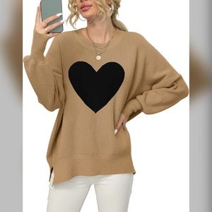 Oversized Batwing Sweater w/ Heart